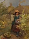 James Cassie, THE YOUNG GARDENER, Oil on board