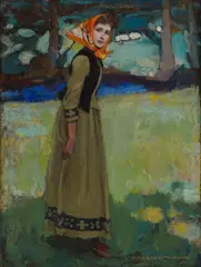 Harrington Mann, HOME FROM THE FIELDS, oil on canvas
