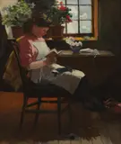 David Fulton, A GOOD READ, oil on canvas