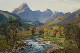 George Melvin Rennie, LOOKING UP GLEN ROSA, ARRAN, oil on canvas