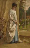 THE LETTER by Agnes Margaret Cowieson, oil on canvas, sold Oct 2025