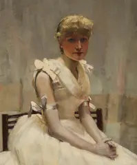 John Lavery, PORTRAIT OF A GIRL IN WHITE, oil on canvas