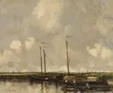 William Alfred Gibson, ON THE CANAL, oil on canvas