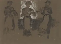 William Russell Flint, WAITRESS, THEATRE TEAS, charcoal and conté on coloured paper