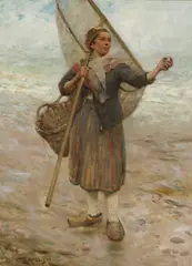 Robert McGregor, THE FISHER GIRL WITH NET, oil on canvas