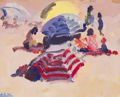 James Fullarton, ON THE BEACH, oil on board