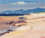 James Fullarton, A DESERTED BEACH, oil on board