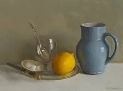John Bulloch Souter, BLUE JUG WITH LEMON, oil on board