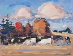 James Fullarton, LANDSCAPE NEAR STRAITON, oil on board