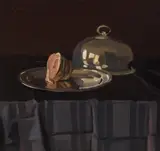Alexander Goudie, STILL-LIFE OF HAM ON A SILVER PLATTER, oil on canvas