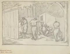 Margaret Morris, FOUR WORKMEN, ’ pencil