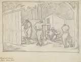 Margaret Morris, FOUR WORKMEN, ’ pencil
