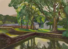 John Nash, WALLED POND, LITTLE BREDY, DORSET, oil on canvas-board