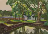 John Nash, WALLED POND, LITTLE BREDY, DORSET, oil on canvas-board