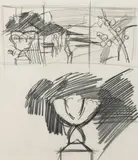 Keith Vaughan, STUDIES OF AN ORNAMENTAL GARDEN, pencil on paper