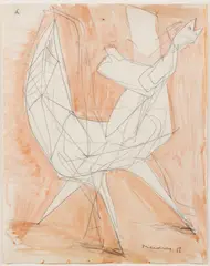 Bernard Meadows, DRAWING FOR SCULPTURE (COCK), 1956, pencil and watercolour on paper