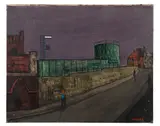 Fred Uhlman, STREET WITH GASOMETER, c.1957, oil on canvas
