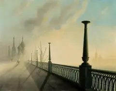 Felix Kelly, BY THE NEVA, 1971, oil on board