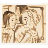 Ernst Ludwig Kirchner, ZWEI FRAUEN IM GESPRÄCH [TWO WOMAN IN CONVERSATION], c. 1921, Indian ink and wash on paper