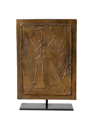 LA CHASSE [THE HUNT], CONCEIVED 1943 by Georges Braque, bronze bas-relief, on black painted metal stand, cast in 1953 in the edition of 7, sold May 2026