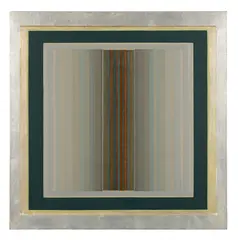 Paul Feiler, JANICON XXXIX, 2000, oil and gold paint on canvas laid on board in Artist's silver-painted frame