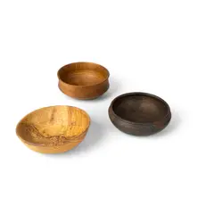 Ash & Plumb, THREE MINIATURE BOWLS, 2021, finished with linseed oil and beeswax