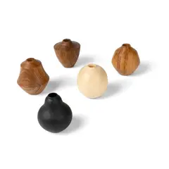 Ash & Plumb, SET OF FIVE DRIED FLOWER VASES, 2021, finished with a natural hard-wax oil