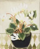 Mary Fedden, VASE OF FLOWERS, 2002, oil on unstretched canvas