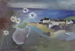 Tessa Newcomb, MICHAELMAS DAISIES, 1996, further initialled and dated in pencil (lower left), oil on board