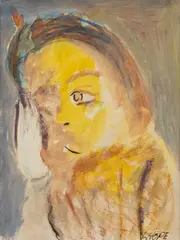Laurence Hope, PORTRAIT OF A GIRL / MAN ASLEEP, the former signed in ink (lower right), each watercolour and ink on paper