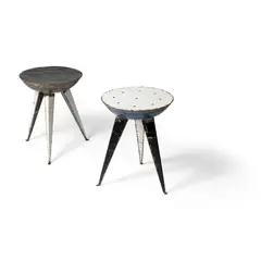 Hamed Ouattara, PAIR OF TABOURETS, 2016, re-calibrated and painted oil drums