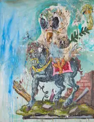 Manuel Ocampo, PEACE DOVE MONUMENT, 2003, acrylic on canvas