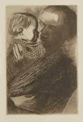 MOTHER WITH CHILD IN HER ARMS by Käthe Kollwitz, 1910, Etching, printed later, offered Oct 2025