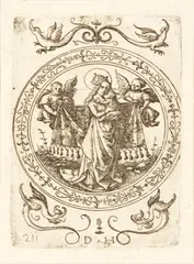 Daniel Hopfer, THE VIRGIN AND CHILD IN AN ORNAMENTAL FRAME, Engraving