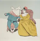 Paula Rego, PRINCE PIG GETS MARRIED TO THE THIRD SISTER (R. 236), lithograph printed in colours, 2006, from Prince Pig
