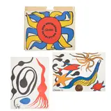 Alexander Calder, TWO PRINTS, FOLIO COVER AND TEXT PAGES, FROM 'OUR UNFINISHED REVOLUTION', 1975, each signed and dated in print