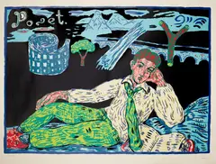 Adrian Wiszniewski, POET, 1986, Screenprint, 37/50