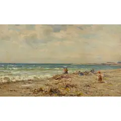Joseph Henderson, ON THE BEACH, oil on canvas