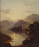 George Blackie Sticks, THE OLD KEEP OF THE GLENS, LOCH GOIL, oil on canvas