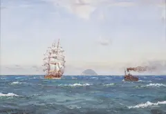 Patrick Downie, SHIPPING OFF AILSA CRAIG, watercolour