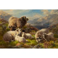 William Watson, SHEEP IN THE HEATHER, LOCH TAY, oil on canvas