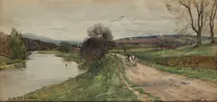 ON THE TEVIOT AT KIRKBANK by Tom Scott, watercolour, sold Dec 2025