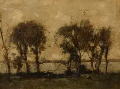 William Alfred Gibson, BY THE LOCH, EARLY AUTUMN, oil on canvas board