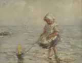 Robert Gemmell Hutchison, SAILING THE TOY BOAT, oil on panel