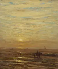 Patrick Downie, GATHERING WRACK (SUNSET), oil on canvas
