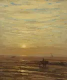 Patrick Downie, GATHERING WRACK (SUNSET), oil on canvas