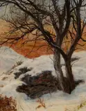 James Faed Jr, A WINTER EVENING, oil on canvas