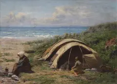 Joseph Henderson, TRAVELLERS' ENCAMPMENT, oil on canvas