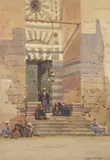 Robert Weir Allan, OUTSIDE THE MOSQUE, watercolour