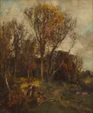 William Mouncey, GATHERING FIREWOOD, oil on canvas